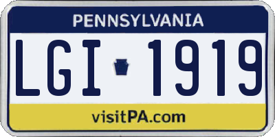 PA license plate LGI1919