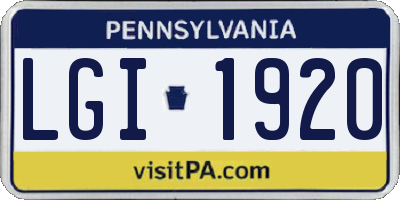 PA license plate LGI1920