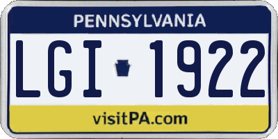 PA license plate LGI1922