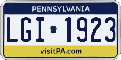 PA license plate LGI1923