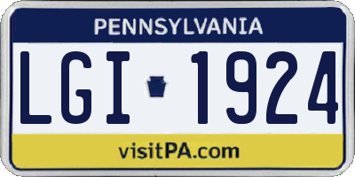 PA license plate LGI1924