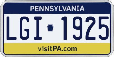 PA license plate LGI1925