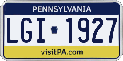 PA license plate LGI1927