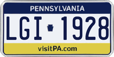 PA license plate LGI1928