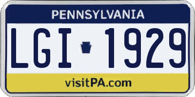 PA license plate LGI1929