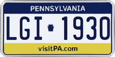 PA license plate LGI1930