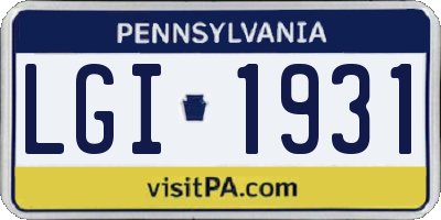 PA license plate LGI1931