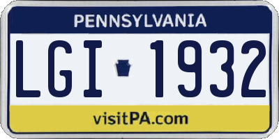 PA license plate LGI1932