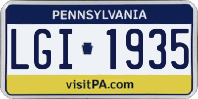 PA license plate LGI1935
