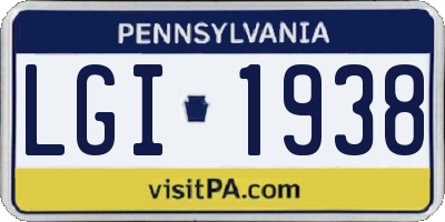 PA license plate LGI1938