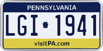 PA license plate LGI1941