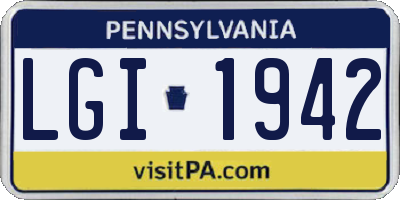 PA license plate LGI1942
