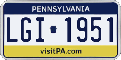 PA license plate LGI1951
