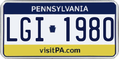 PA license plate LGI1980
