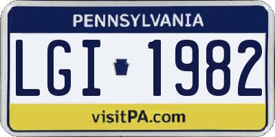PA license plate LGI1982