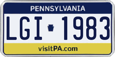 PA license plate LGI1983