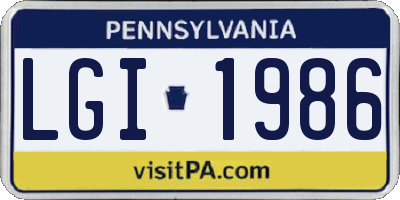 PA license plate LGI1986