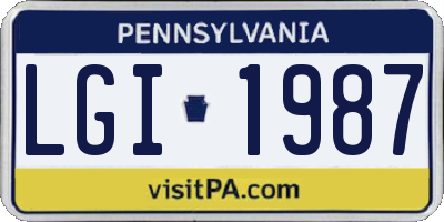 PA license plate LGI1987
