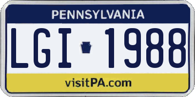 PA license plate LGI1988