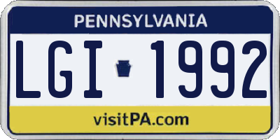 PA license plate LGI1992