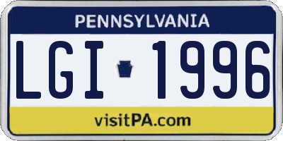 PA license plate LGI1996