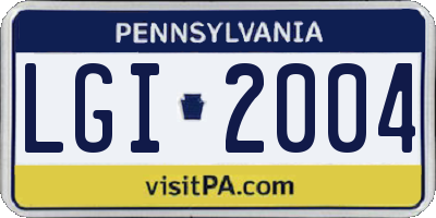 PA license plate LGI2004