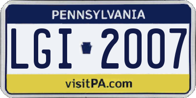PA license plate LGI2007