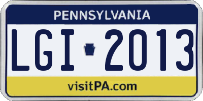 PA license plate LGI2013