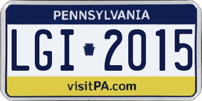 PA license plate LGI2015