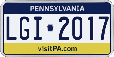 PA license plate LGI2017