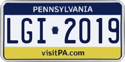 PA license plate LGI2019