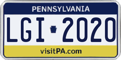 PA license plate LGI2020
