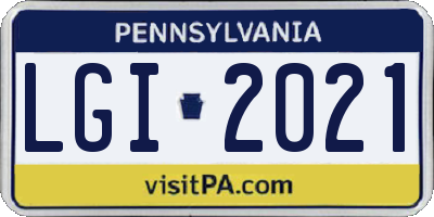 PA license plate LGI2021