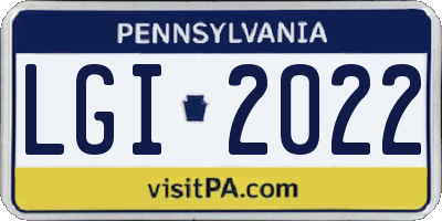 PA license plate LGI2022
