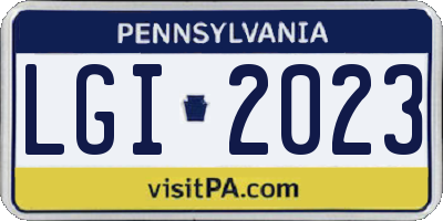 PA license plate LGI2023