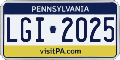 PA license plate LGI2025