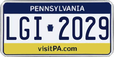 PA license plate LGI2029