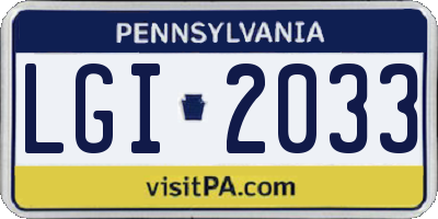PA license plate LGI2033