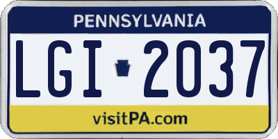 PA license plate LGI2037