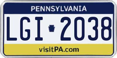 PA license plate LGI2038
