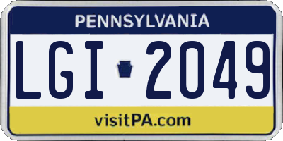 PA license plate LGI2049