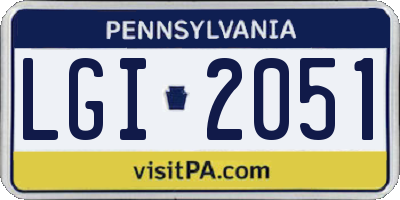 PA license plate LGI2051