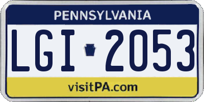 PA license plate LGI2053
