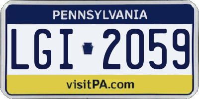 PA license plate LGI2059