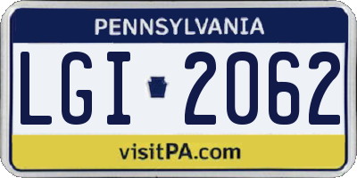 PA license plate LGI2062