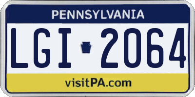 PA license plate LGI2064
