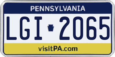 PA license plate LGI2065