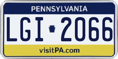 PA license plate LGI2066