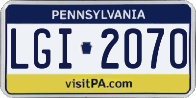 PA license plate LGI2070