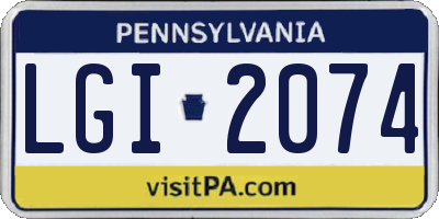 PA license plate LGI2074
